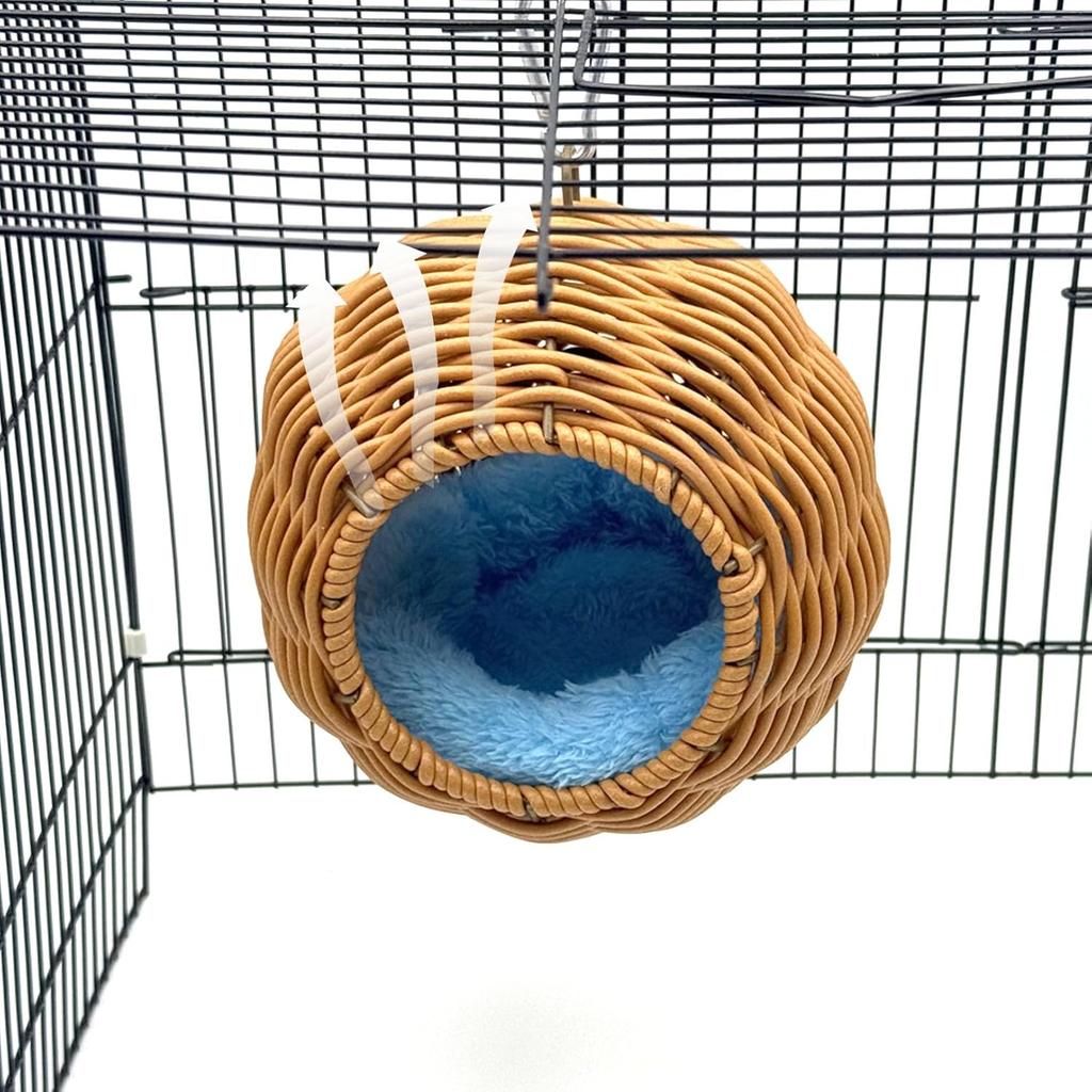 Rattan Bird Nest For Cage,Hanging Parrot Breeding Nesting House Washable Soft Lay Warm Sleep Hut Bird Cage Accessories For Cockatiels Budgerigars