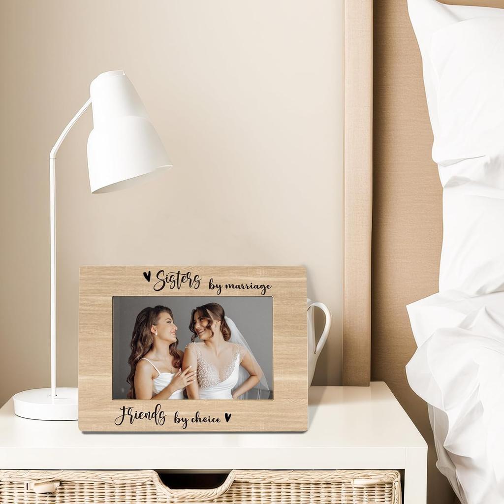 Sister Picture Frames, Bonus Sister in Law Gifts, Unbiological Sister Gifts, Wedding Photo Frame 4x6 from Bride, Sisters by Marriage Friends by