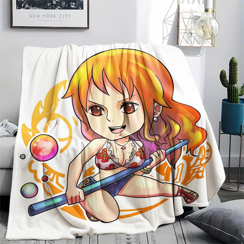 1PC One Piece Nami Patterned Flannel Blanket Suitable For All Seasons For Home Decor Warmth And Comfort Gifts Holiday Present