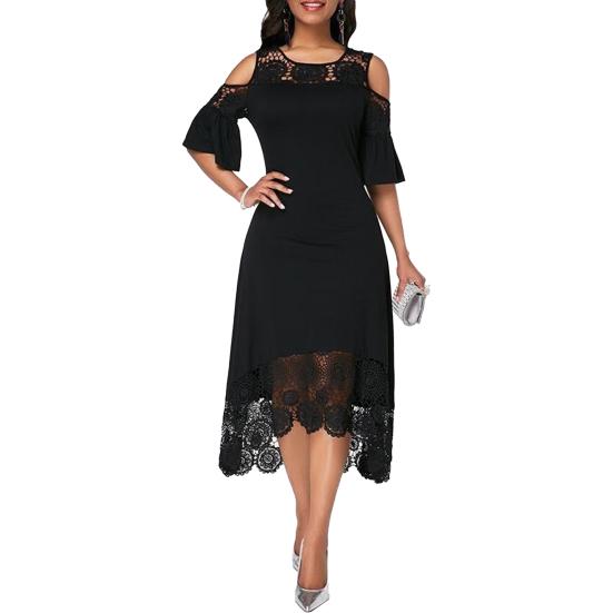Женское нижнее белье больших размеров, женское платье с кружевными оборками, весенне-осеннее элегантное ажурное платье миди для вечеринки