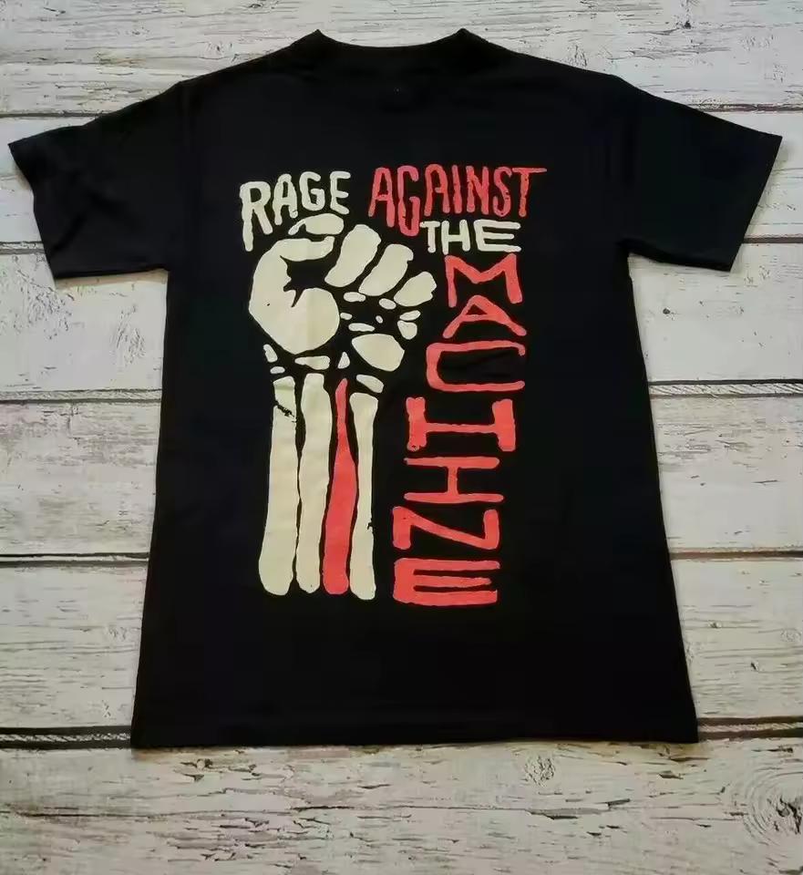 Rage Against The Machine Band Hand Up T shirt Unisex T shirt Men's T shirt Black Casual Crew Neck Cotton Tee Men Women Summer
