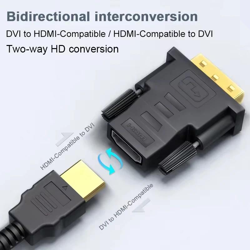 1080P DVI to HDMI-compatible Cable Adapter DVI Male to Female Bi-directional Connector Converter For PC TV Box PS4 DVD Projetor