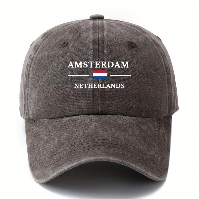 Унисекс Модная и Универсальная Бейсболка с Принтом Буквы AMSTERDAM Для улицы Легкая с Изогнутым Козырьком Бейсболка Водителя Грузовика