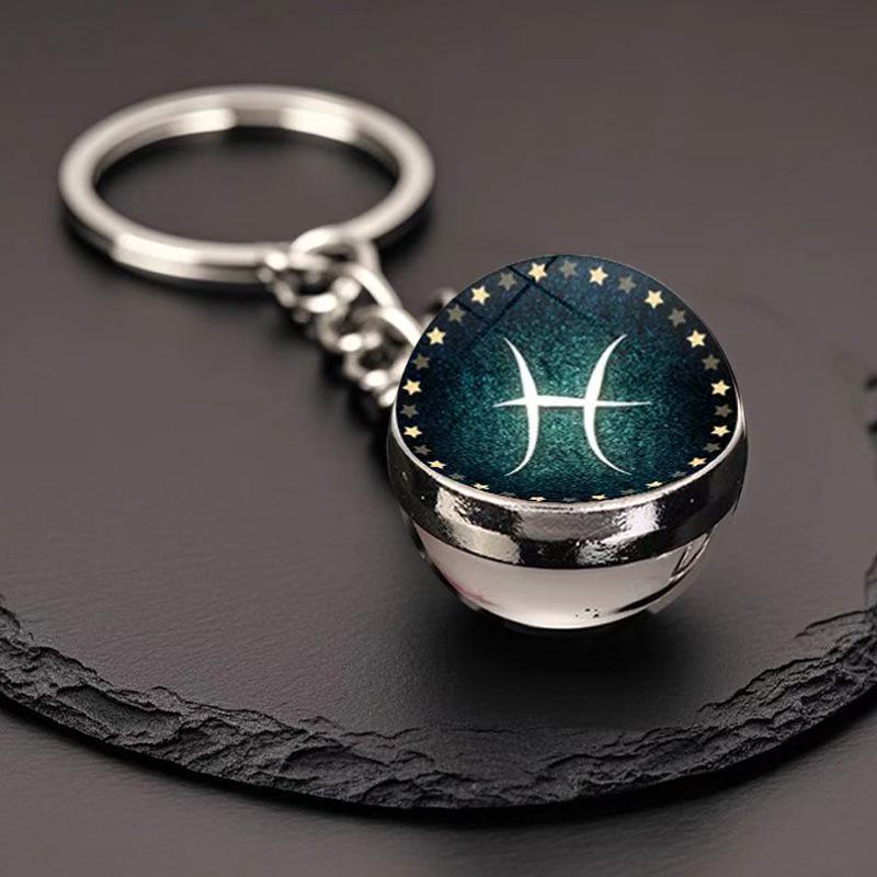 Spherical Luminous Crystal Zodiac Keychain - Virgo & Leo
