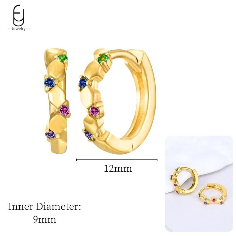 925 Sterling Silver Ear Needle Fashion Hoop Earrings Colorful Crystal Pendants Gold Earring Premium Luxury Women's Jewelry Gift