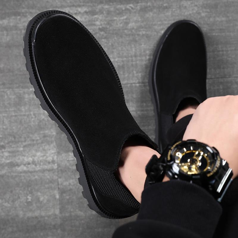 Модные мужские ботинки осень-зима в английском стиле, черные повседневные туфли, ковбойские ботинки челси на платформе, классные ботинки из коровьей замши, кожаные ботинки по щиколотку, hombre