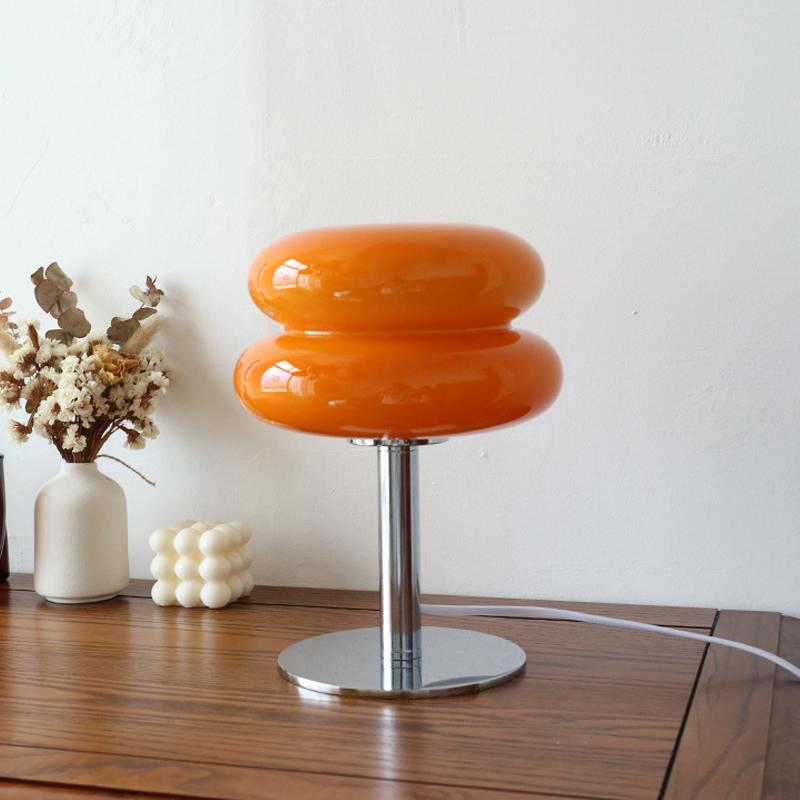 Стеклянная настольная лампа Macaron с трехцветным затемнением, атмосферные лампы для гостиной, защита глаз, ночник, прикроватный декор для девушки, спальни