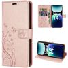 Case for Xiaomi Redmi Note 14 Pro Plus 5G/Note 14 Pro+ 5G, Scratch Protection Synthetic Leather Floral Embossed Pink