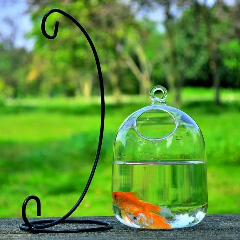 Handmade Transparent Glass Hanging Fish Vase Ornament