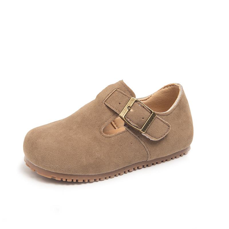 Children's shoes Korean style girls' spring and autumn new vintage forest-style leather shoes children's suede Birkenstock loafers