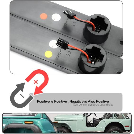 4Pcs Amber/Red LED Side Marker Lights for J'eep Cherokee SJ Wagoneer Grand Wagoneer J10 J20 Pickup CJ-5 CJ-6 CJ-7 Scrambler CJ-8 Indicator Turn