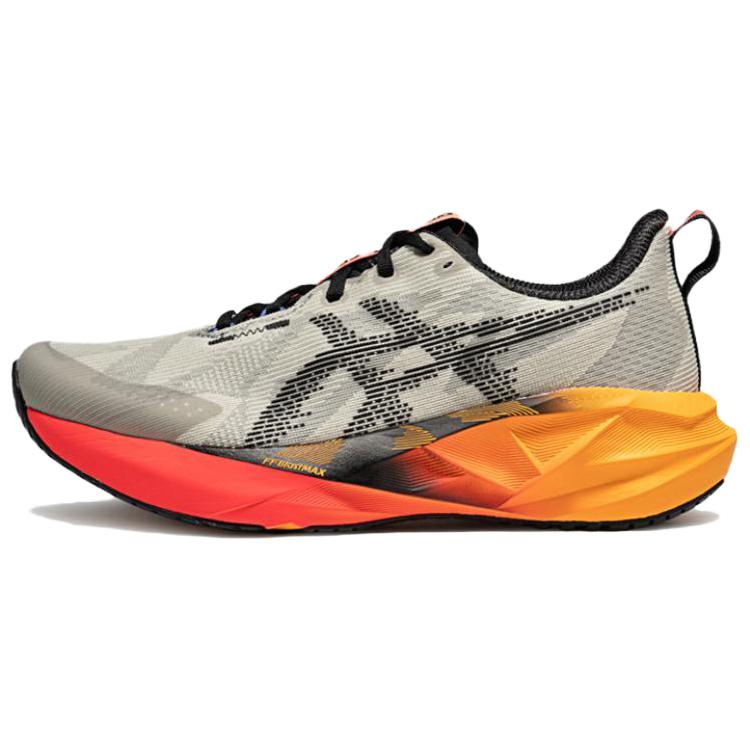 Asics NOVABLAST 5 Износостойкие Дышащие Кроссовки для Бега с Отскоком Мужские Бежевые Черные Кроссовки 1011C175-200