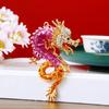 Металлическая инкрустация Счастливый китайский брелок инкрустация стразами Китайский дракон брелок сумка