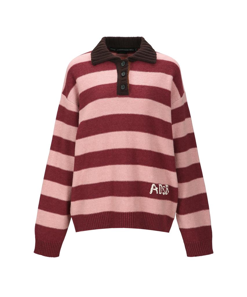 ADSB ANDERSSON BELL Loose-Fit Stripe Collar Sweater Atb1399W(Pink/Red Wine)