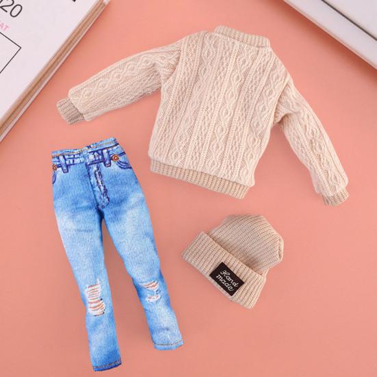 Кукольная одежда, модный мини-компактный свитер с длинными рукавами, декоративная ткань для куклы, 11-дюймовый кукольный костюм со шляпой, подарок