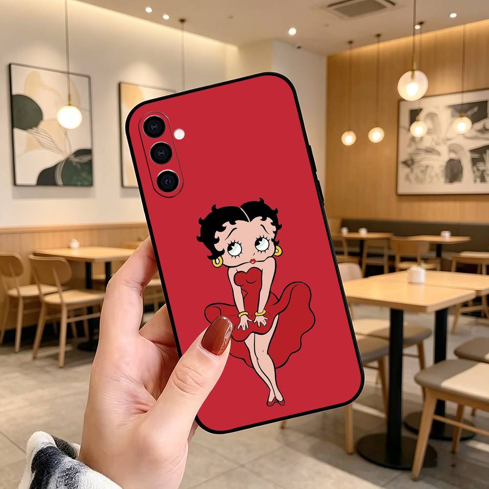 Classic Character Anime B-Bettys Boops Phone Case Black Silicone Soft For Samsung Galaxy A73,A72,A71,A70,A53,A52,A51