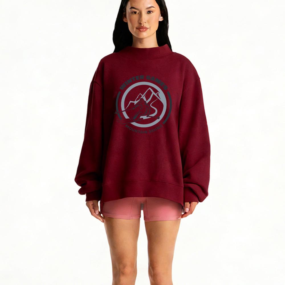 Trendy Women's Heavy-Duty Casual Sweatshirt - Stylish & Comfortable Mid-High Collar for Autumn