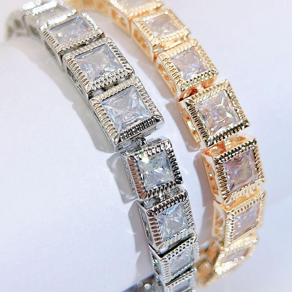 Бриллиантовый квадратный цирконий CMM AAA, классические браслеты-цепочки с подвесками, свадебные украшения для рук для женщин