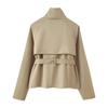 Европейское и американское женское двубортное повседневное тренч-пальто с поясом, короткая куртка