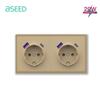 BSEED Double EU Socket 150*80mm Power Outlets Electric Sockets Plastic Wall USB C Socket  White Black Gold Gray 16A E Series