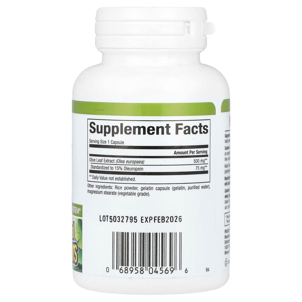 Natural Factors HerbalFactors Olive Leaf 500mg Capsules, 60 Counts