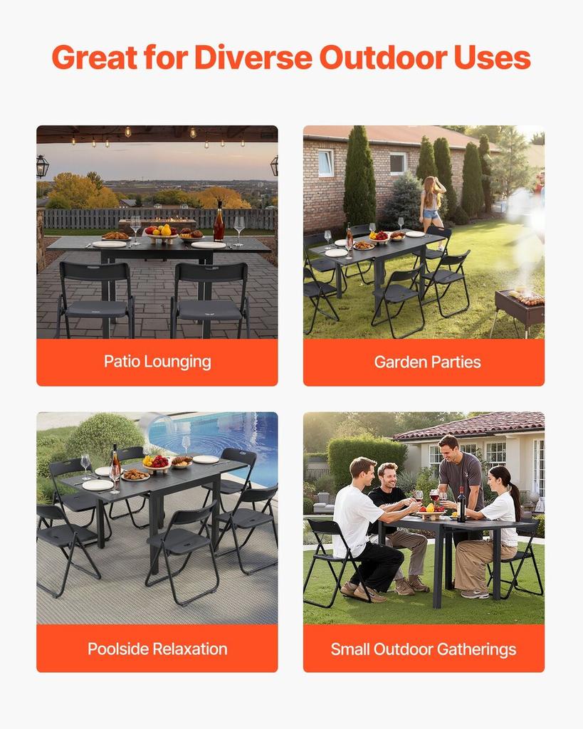 Expandable Outdoor Patio Dining Table, 80-160cm Rectangular Backyard Bistro Tables for 4-6, Aluminum Frame Metal Steel Slat , All-Weather Large