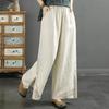 Women Pants Cotton Summer Elastic Waist Loose Casual Embroidery Solid Color Comfortable Soft Pants