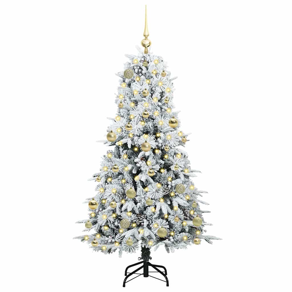 Artificial Foldable Christmas Tree White 150 cm PE and PVC