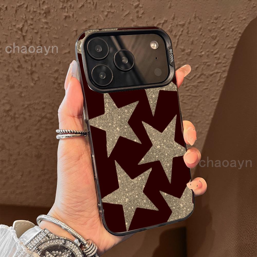 Shining five pointed star pattern phone case suitable for iPhone 17 16 15 14 13 12 11 Pro/Max/Plus anti drop and shockproof