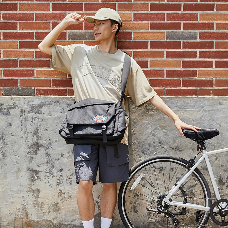 Dickies Travel Season Trendy Casual Printed Flap Buckle Student Messenger Bag Crossbody Bag Unisex bags Black Khaki 234U90LMY15BK01
