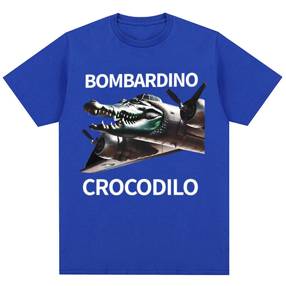 Bombardiro Crocodilo Funny Italian Brainrot Meme T Shirt Humor Fashion Hip Hop Men Women T Shirts Oversized Cotton Casual Tees