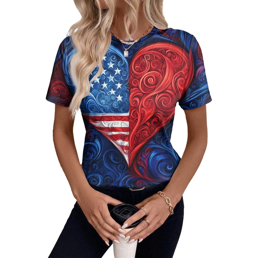 Женский топ с коротким рукавом и принтом «День независимости»