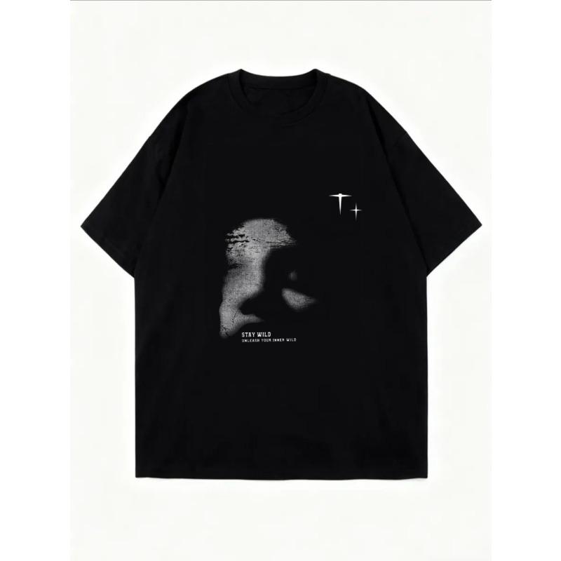 Белая футболка оверсайз с абстрактным принтом лица для повседневной носки