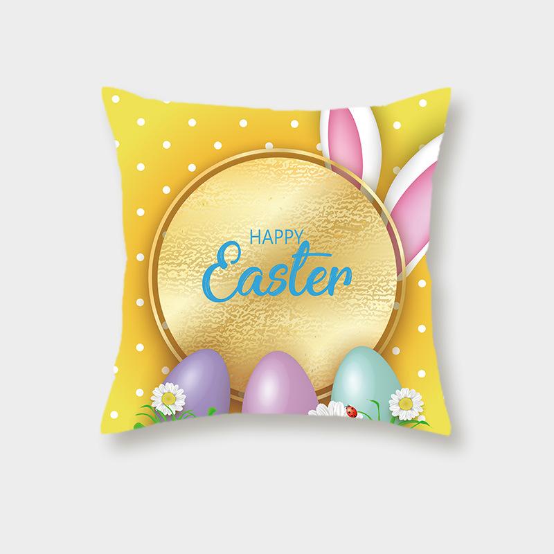 Easter Bunny Pastoral Farm Pillowcase Sofa Bedside Print Easter Egg Animals Leaning On The Waist Pillow