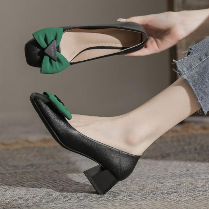 Cresfimix Женские Модные Черные Туфли-лодочки С Квадратным Каблуком Без Застежки Летние Удобные Туфли на Каблуке для Офиса Коричневые B6308