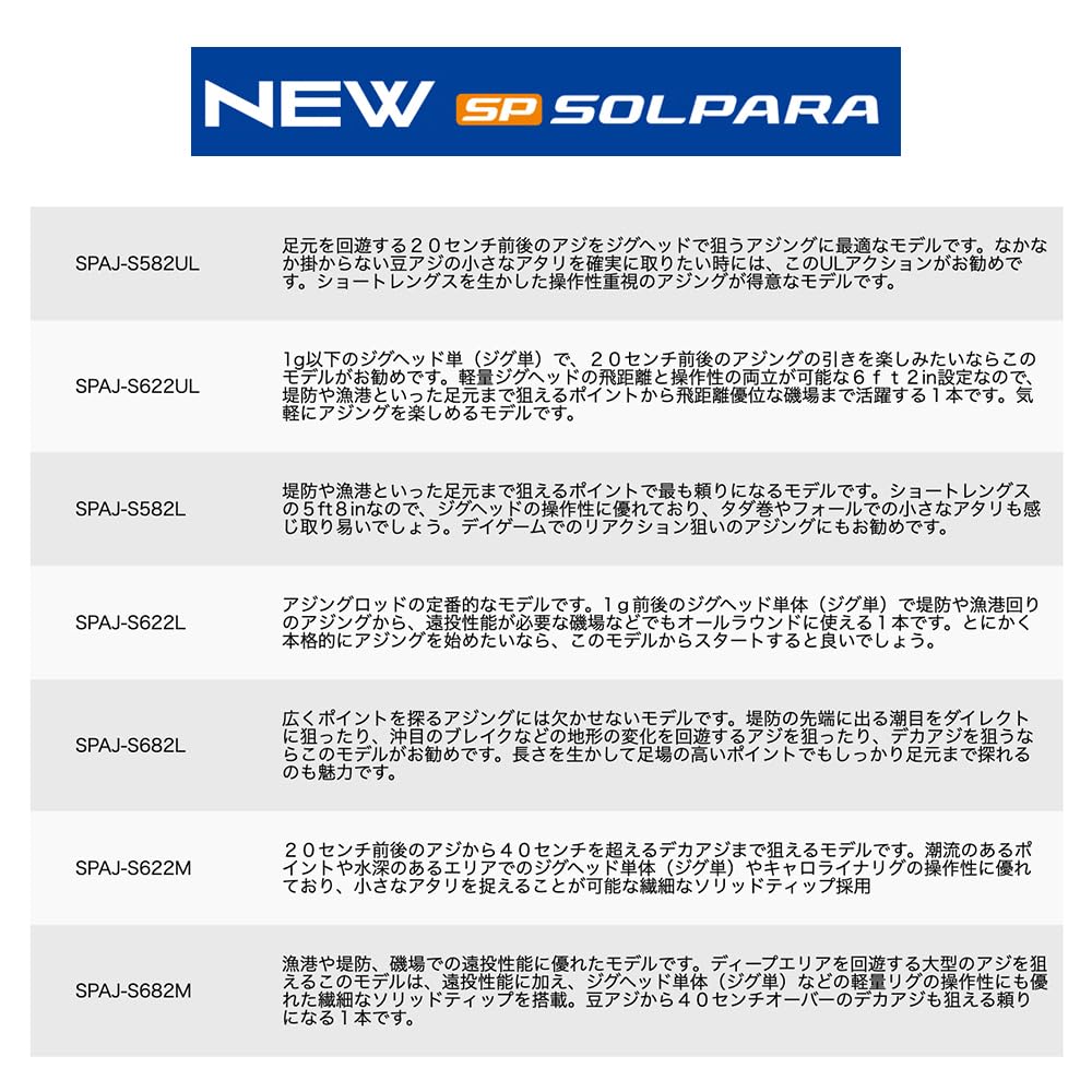 Major Craft Ajing Rod 24 Solpara Ajing Game SPAJ-S622UL (2024 model)