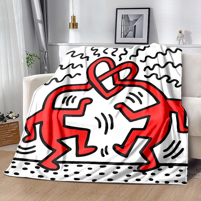 1pc Blanket Keith Haring Ascending2 Print Design, Lightweight Blanket for Sofa, Bed- Soft &Warm, Gift for All Seasons like Christmas, Halloween