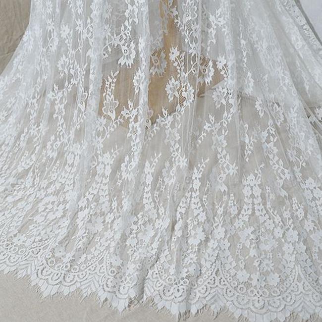 3 Meters Eyelash Lace Fabric, WM ,French High-end Designer Clothing Eyelash Lace Fabric Silk Yarn Lace Trim DIY Wedding Veil Dress Home Accessories