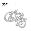 Seasonal Decorative Props Merry Christmas Letter Sign for Tree, Glitter Plastic Hanging Gift Packaging Accessories Ornaments, Sparkling Letters
