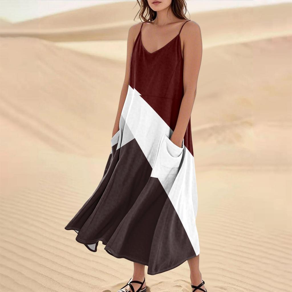 Женское летнее платье, повседневные свободные длинные пляжные платья для отдыха