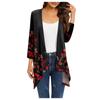 Женский кардиган неправильной формы с принтом, рукавами три четверти и карманной курткой