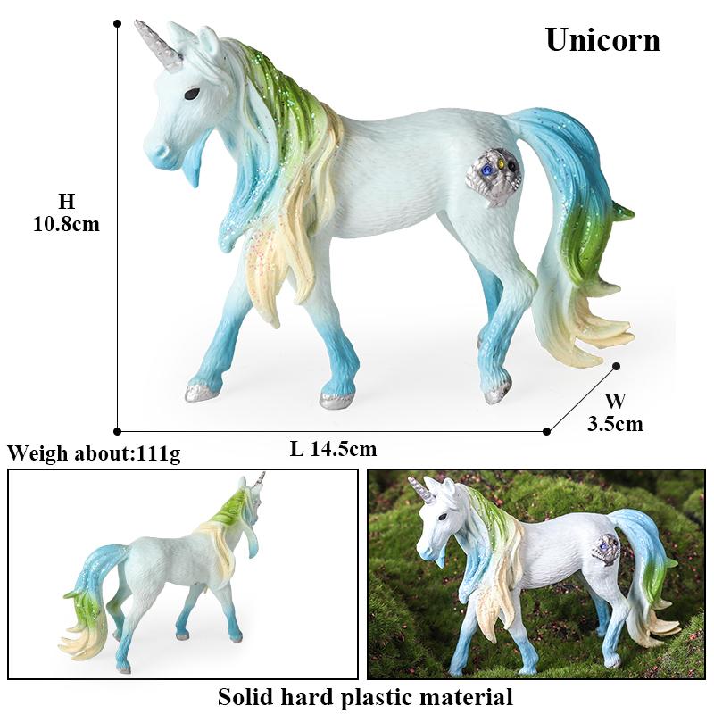 Oenux Mythical Rainbow Pegasus Simulation Animal Figures Model Fairy Tale Fly Horse Action PVC Educational Toys Girl Gift