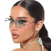 Non-polarized Fashion Rimless Rectangle Sunglasses Woman Gradient Sun Glasses Frameless Cutting Lens Luxury Brand Designer Traveling Shades