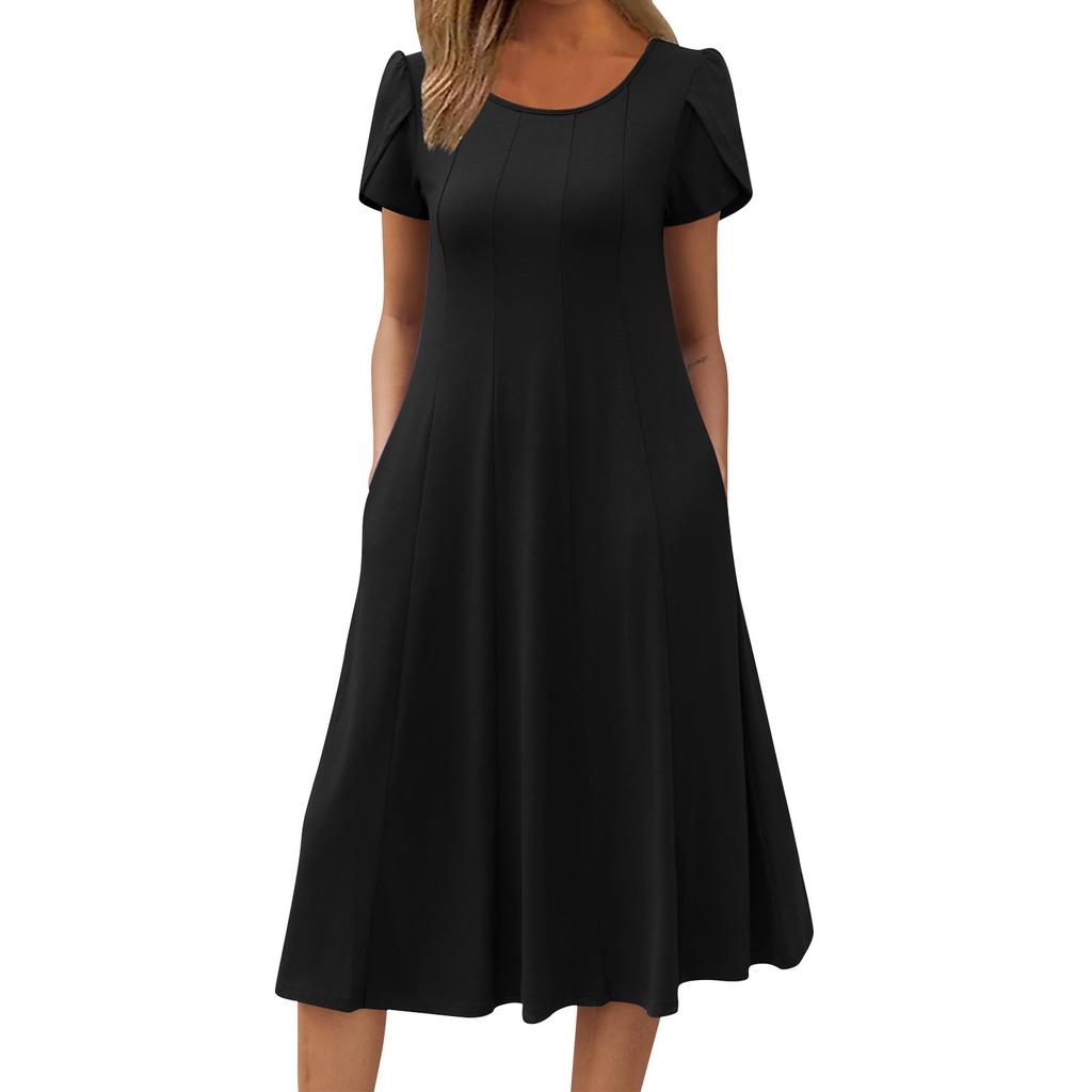 Женское платье с V-образным вырезом, летнее платье с плиссированной резинкой на талии, А-силуэтное платье