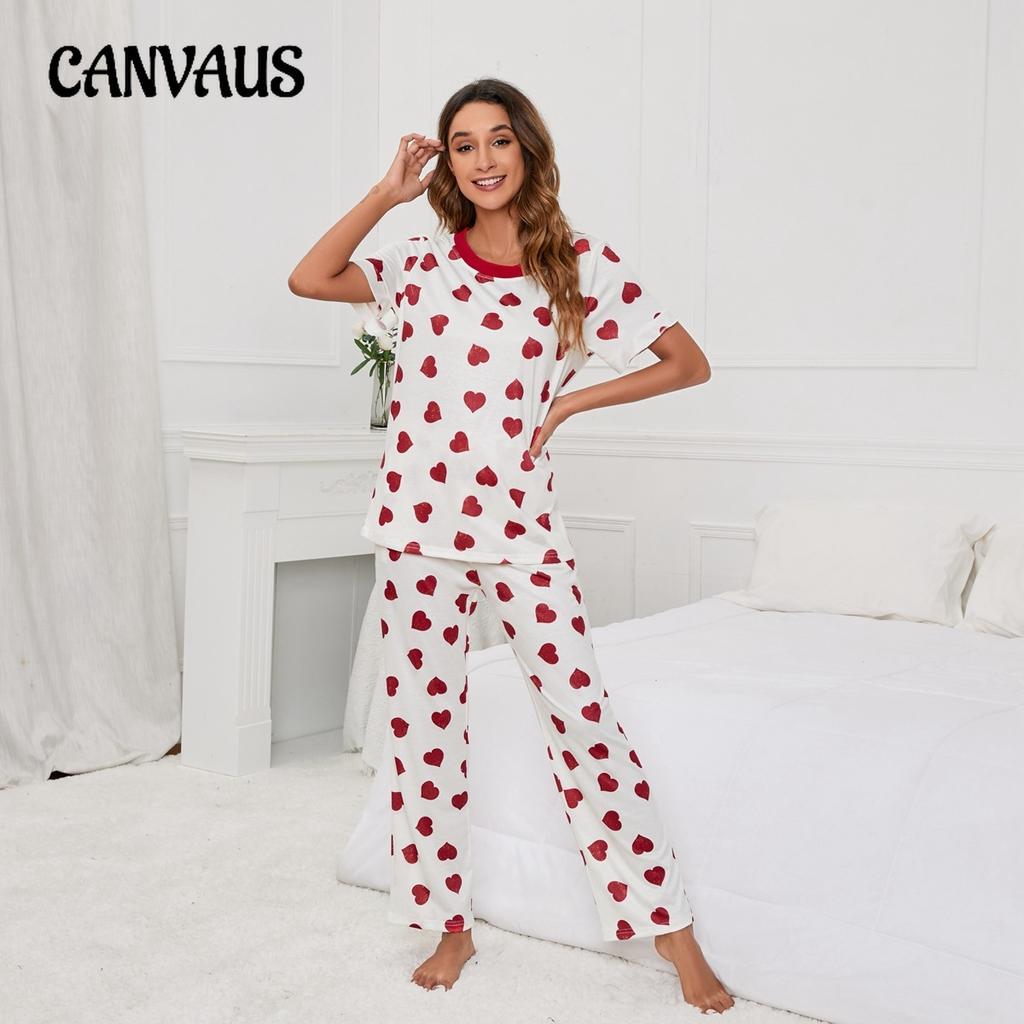 Плюс Размер Женская Летняя Любовь Принтованная Круглая Горловина Футболка Повседневный Домашний Комплект Одежды