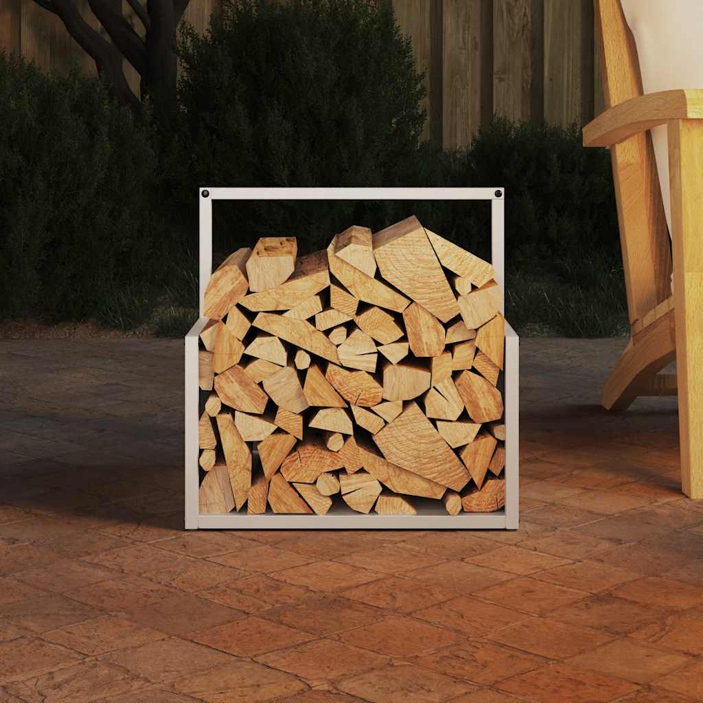 Firewood Rack White 40x40x40 cm Cold Rolled Steel
