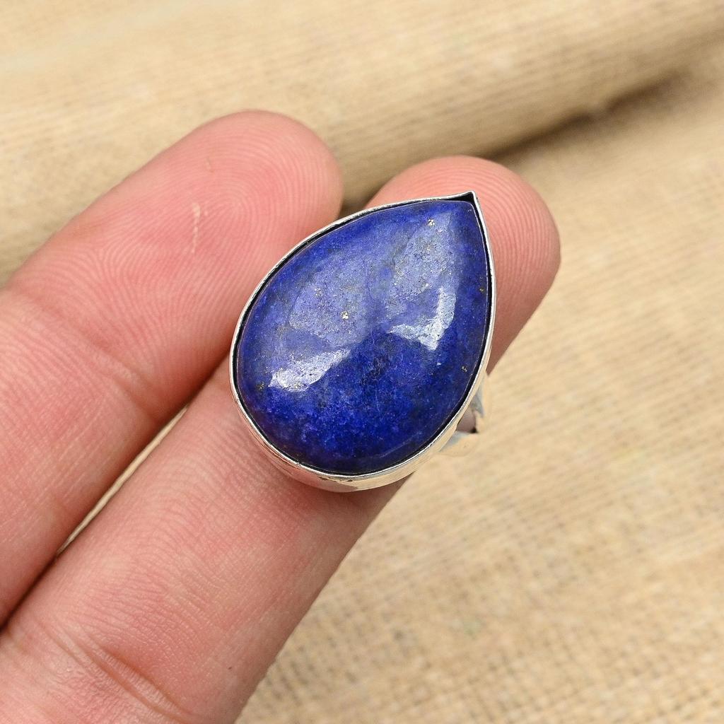 Lapis Lazuli Gemstone Handmade 925 Sterling Silver Jewelry Ring For Christmas