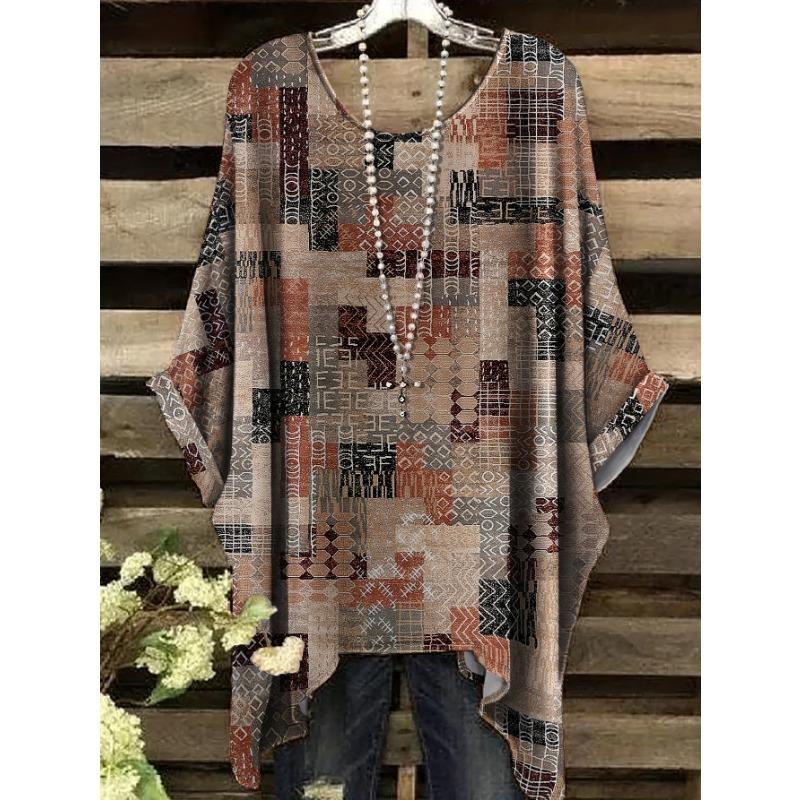 Summer fashion new large size crew neck geometric pattern print, no accessories.