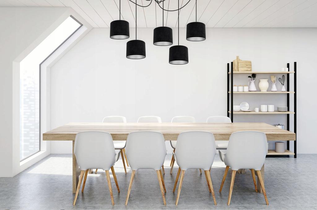 Hanging Lamp, Ceiling Chandelier, Chrome, Velvet Lampshade