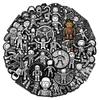 50-Piece Minimalist Black & White Astronaut Robot Stickers - Graffiti-Style Decor for Luggage, Water Bottles Laptops Phone Cases